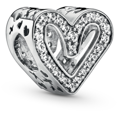 Sparkling freehand hearts charm with cubic zirconia