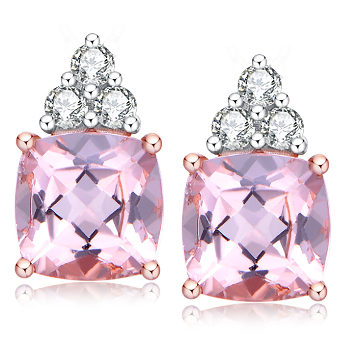 9ct Morganite & Diamond earrings