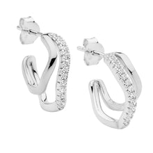 Load image into Gallery viewer, RGP Dble Wave Hoop Cubic Zirconia - Ellani E611S