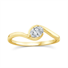 9K YG 0.33ct F VS LGD Oval Offset Ring