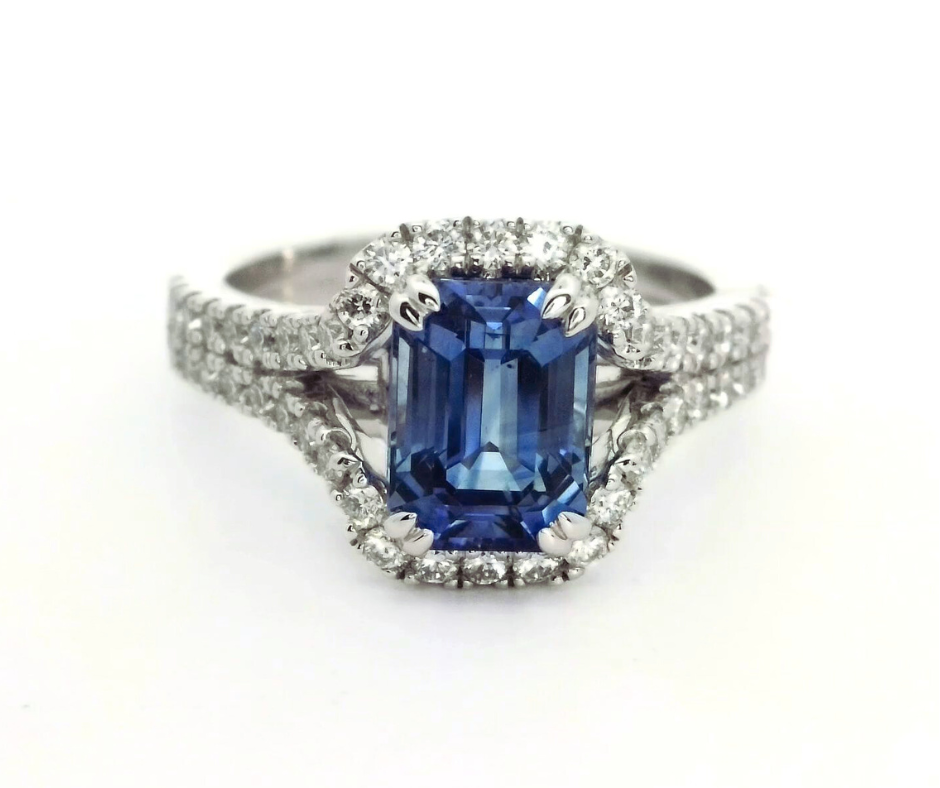 18CT Ceylon Sapphire & Diamond Ring