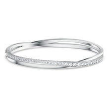 Load image into Gallery viewer, Hyperbola Bangle – Silver Tone with White Crystals