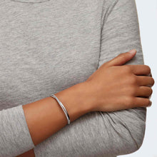 Load image into Gallery viewer, Hyperbola Bangle – Silver Tone with White Crystals