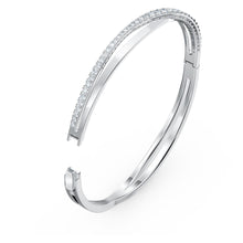 Load image into Gallery viewer, Hyperbola Bangle – Silver Tone with White Crystals