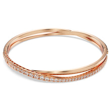 Load image into Gallery viewer, Hyperbola Bangle – Silver Tone with White Crystals