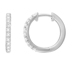 9ct White Gold Diamond Hoop Earrings