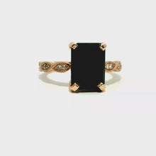 Load and play video in Gallery viewer, 9CT ROSE GOLD BLACK DIAMOND RING
