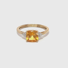 Load and play video in Gallery viewer, 9ct Yellow Gold Citrine and Diamond Ring
