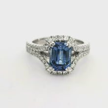 Load and play video in Gallery viewer, 18CT Ceylon Sapphire &amp; Diamond Ring
