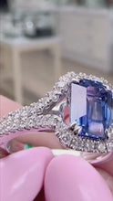 Load and play video in Gallery viewer, 18CT Ceylon Sapphire &amp; Diamond Ring
