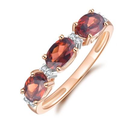 9CT Rose Gold Garnet and Diamond Ring