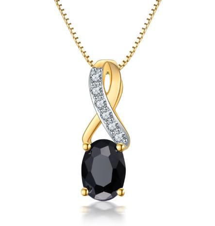 9CT Black Sapphire and Diamond Pendant