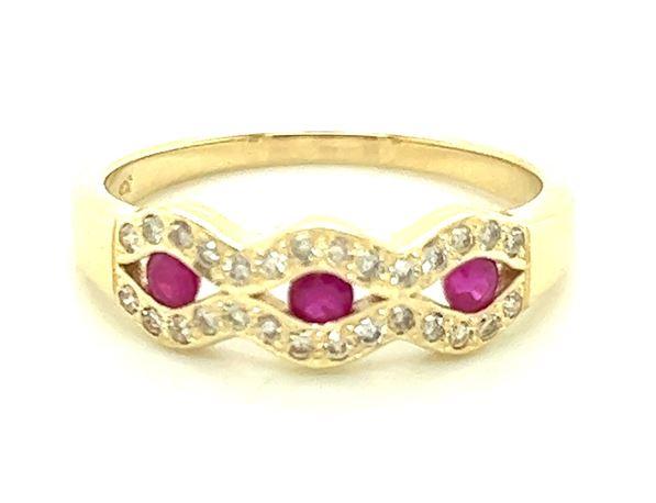 9CT Created Ruby and Diamond Ring