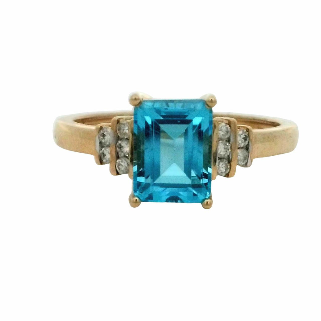 9CT Yellow Gold London Blue Topaz and Diamond Ring