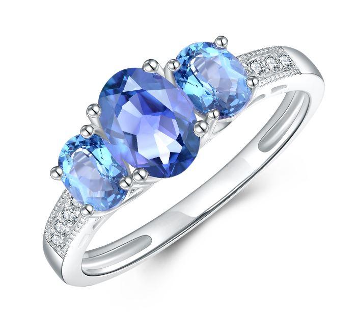 9CT White Gold London Blue Topaz and Diamond Ring