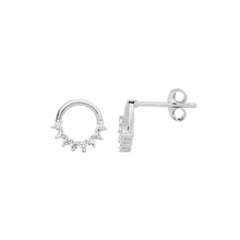 Load image into Gallery viewer, Ellani Sterling Silver Cubic Zirconia Circle Stud Earrings