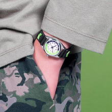 Load image into Gallery viewer, Tikkers Green / Black Strap Kids Time Teacher Watch