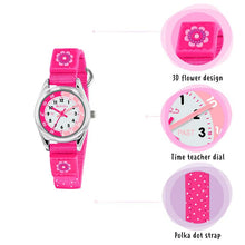 Load image into Gallery viewer, Tikkers Pink Flower Strap Kids Time Teacher Watch