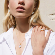 Load image into Gallery viewer, Fleur Rainbow Moonstone Earrings