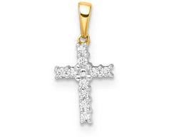 9ct Yellow Gold 0.10ct Diamond Cross Pendant
