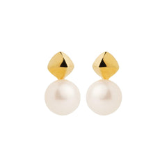 Button Pearl Stud Earrings