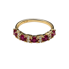 9ct Yellow Gold Lab Grown Ruby and Diamond Ring