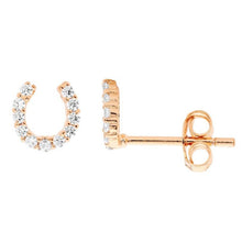 Load image into Gallery viewer, Ellani Rose Gold-Plated Sterling Silver Horseshoe Earrings