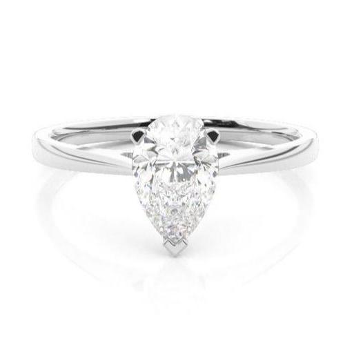 18ct White Gold 1.00ct Solitaire Pear Diamond Ring