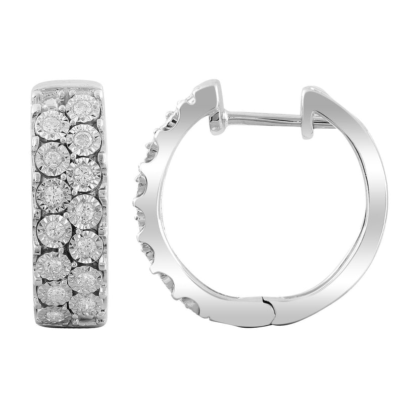 9ct White Gold 0.23ct Diamond Huggie Earrings