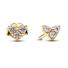 Triple Stone Heart Stud Earrings
