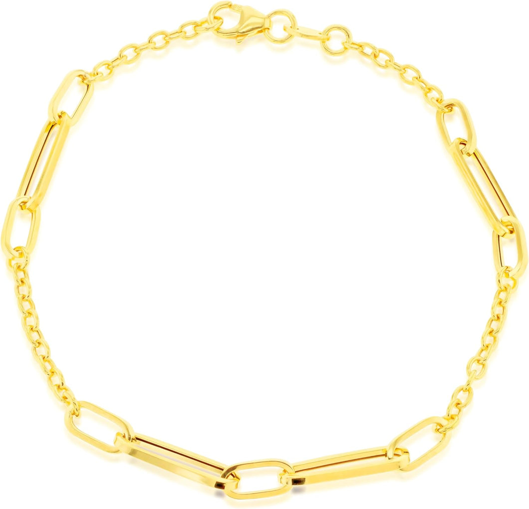 9ct Yellow Gold Long Open Link Station Bracelet