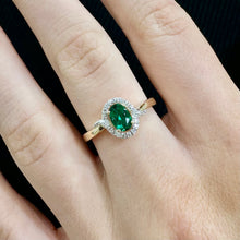 Load image into Gallery viewer, 9CT Created Emerald and Diamond Ring
