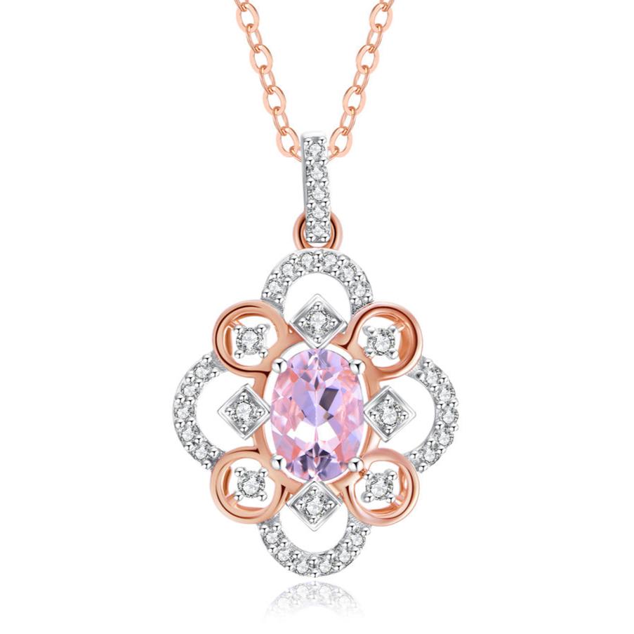 9CT Pink Sapphire and Diamond Pendant