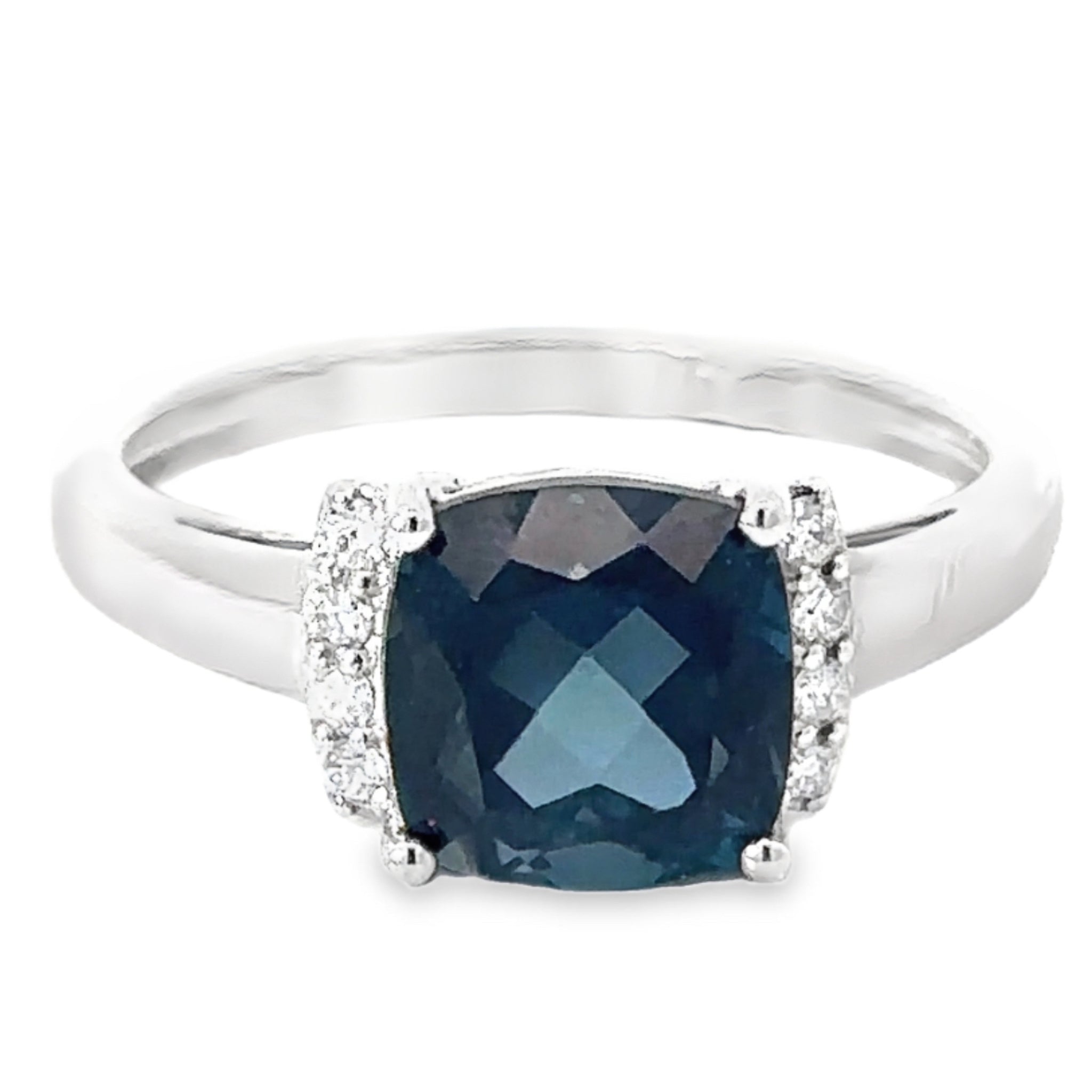 9CT White Gold London Blue Topaz and Diamond Ring – Camerons Fine