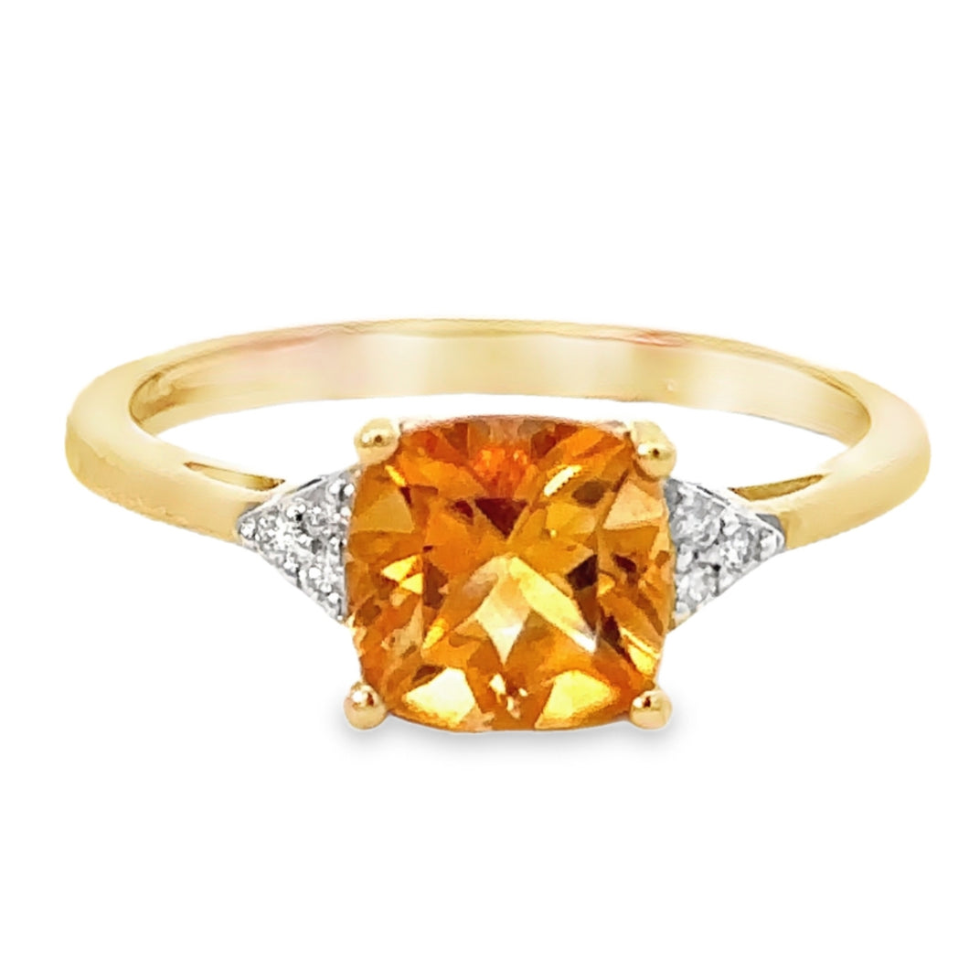 9CT Citrine and Diamond Ring