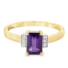 Load image into Gallery viewer, 9CT Yellow Gold Amethyst and Diamond Ring
