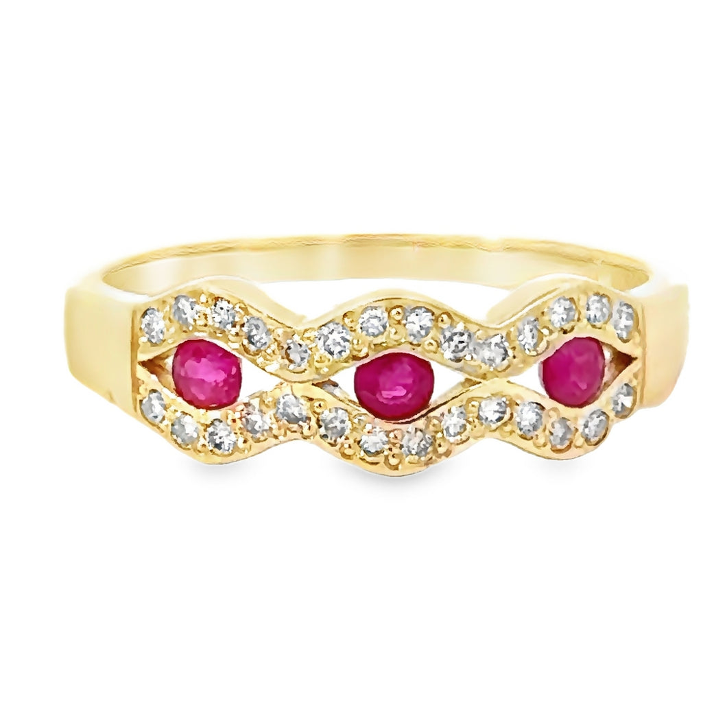 9CT Created Ruby and Diamond Ring