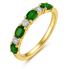 Load image into Gallery viewer, 9CT Yellow Gold Created Emerald &amp; Diamond Ring
