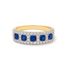Load image into Gallery viewer, 10ct Yellow Gold 0.55ct Blue Sapphire &amp; 0.70ct Lab Grown Diamond Ring
