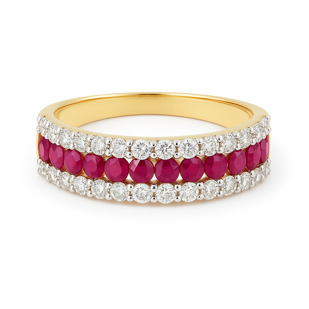 10CT Yellow Gold 1.00ct Diamond & Ruby Ring