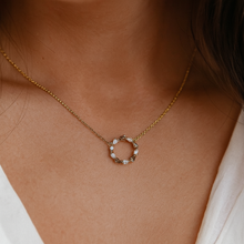 Load image into Gallery viewer, 9ct Yellow Gold Wreathe Pear Cut Champagne &amp; White Diamond Necklace

