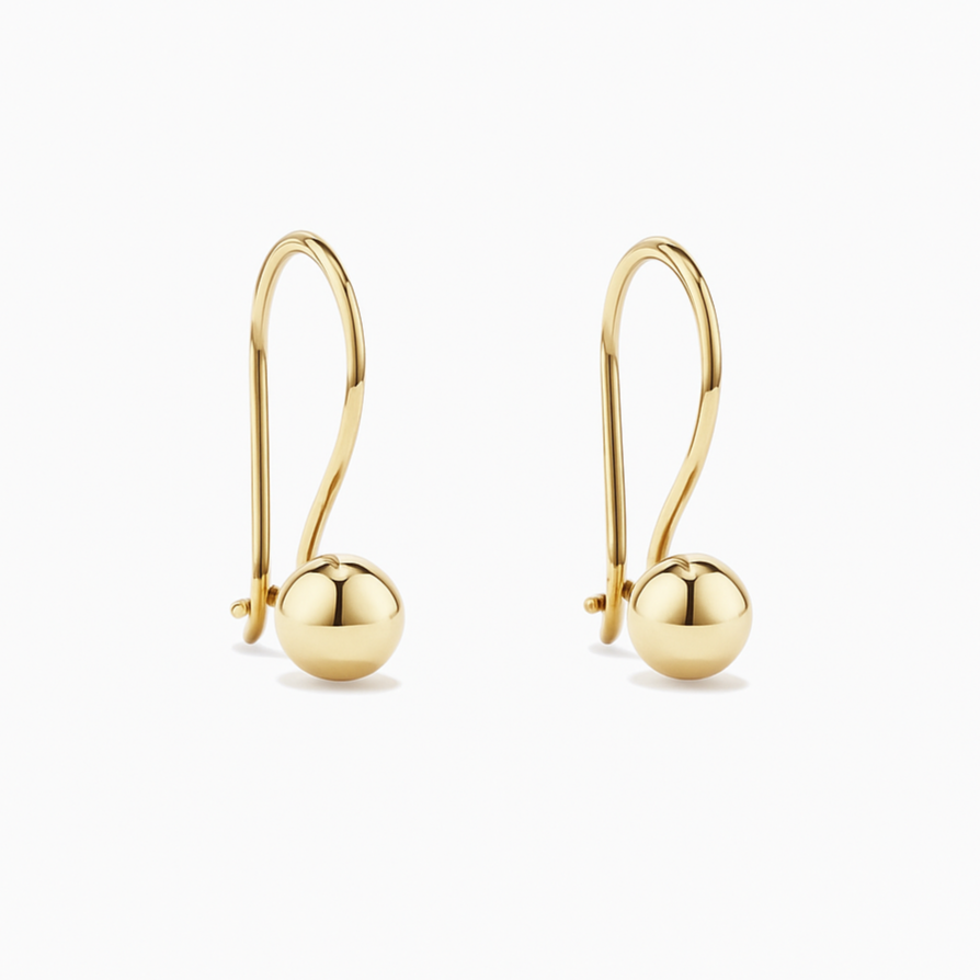 9ct Yellow Gold Euro Ball Earrings (5mm)