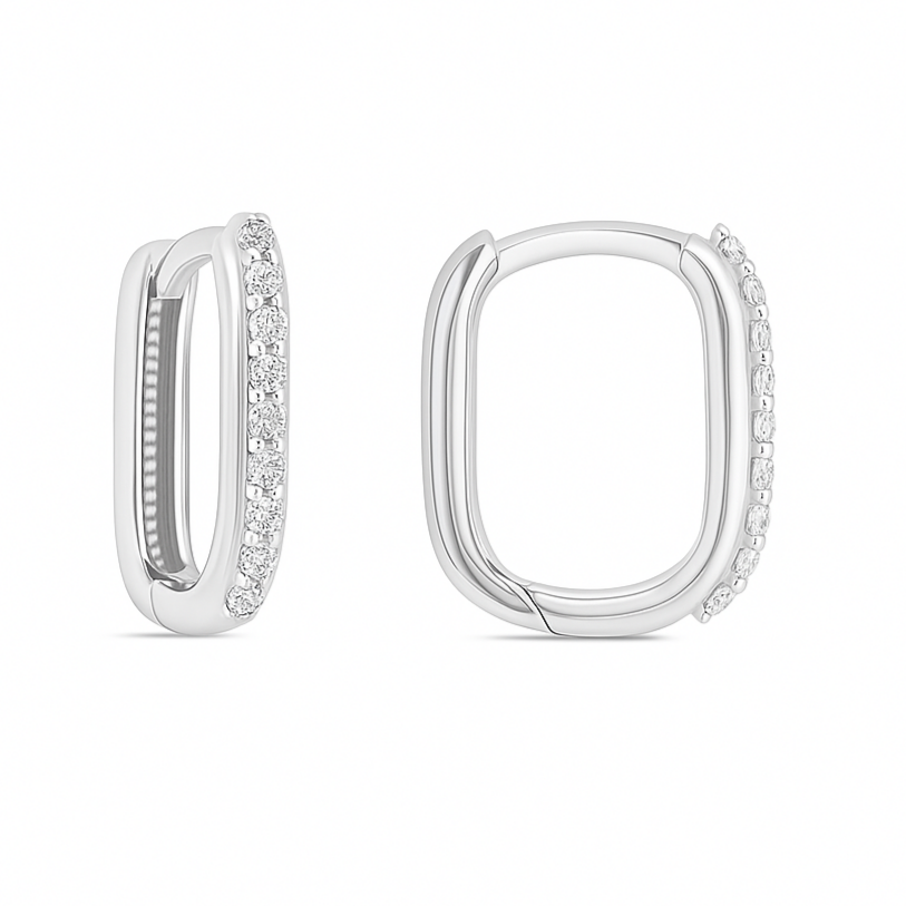 9CT White Gold CZ Earrings (11mm)