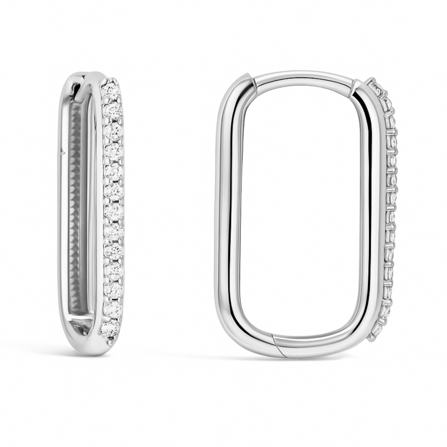 9CT White Gold Paperclip Huggie (20mm)