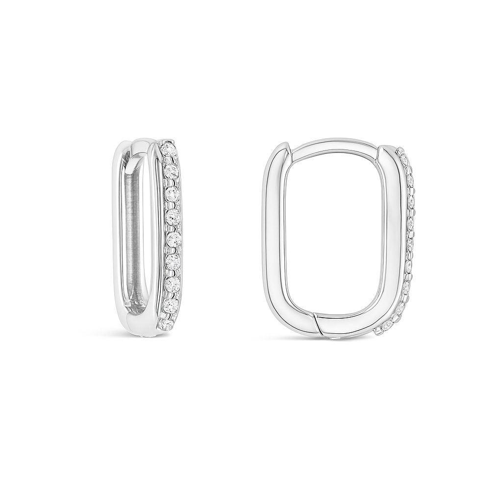 9ct Gold & CZ Huggie Earrings (14.5mm)