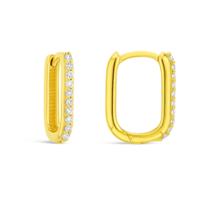 Load image into Gallery viewer, 9ct Gold &amp; CZ Huggie Earrings (14.5mm)
