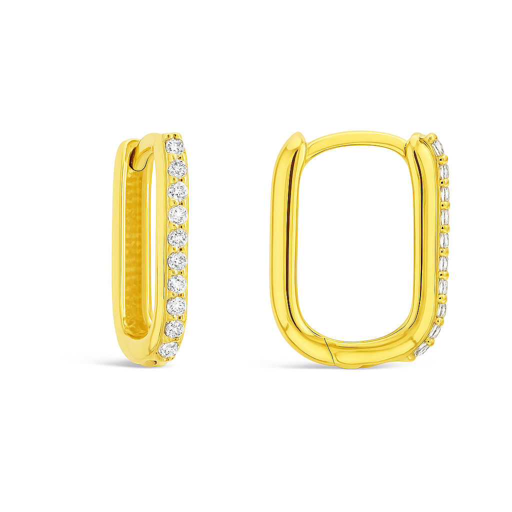 9ct Gold & CZ Huggie Earrings (14.5mm)