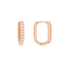 Load image into Gallery viewer, 9ct Gold &amp; CZ Huggie Earrings (14.5mm)
