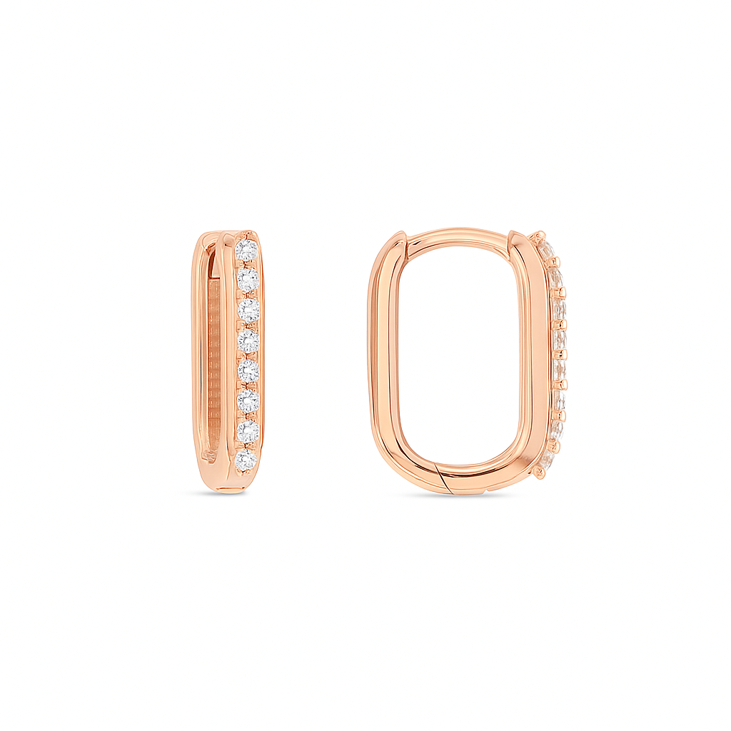 9ct Gold & CZ Huggie Earrings (14.5mm)