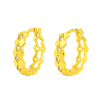 Load image into Gallery viewer, 9CT Gold CZ Huggie Earrings
